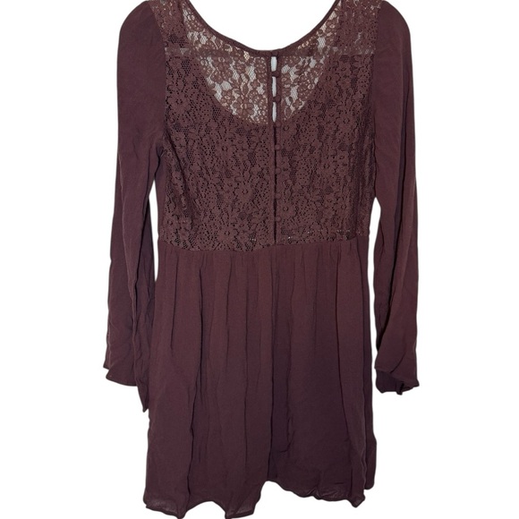 ๐ And The Why Purple Lace Back Bell Sleeve Dress Size M NWT Boho Chic ๐ - Picture 5 of 5